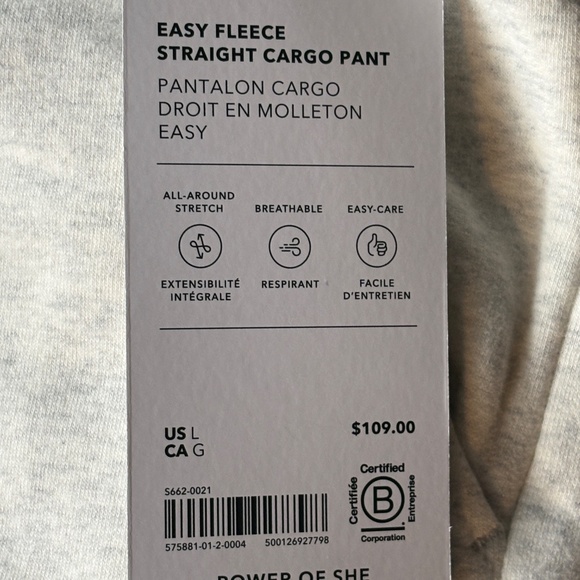 Athleta Easy Fleece Straight Heather Gray Cargo Wide Leg Pants - NWT - Picture 8 of 14